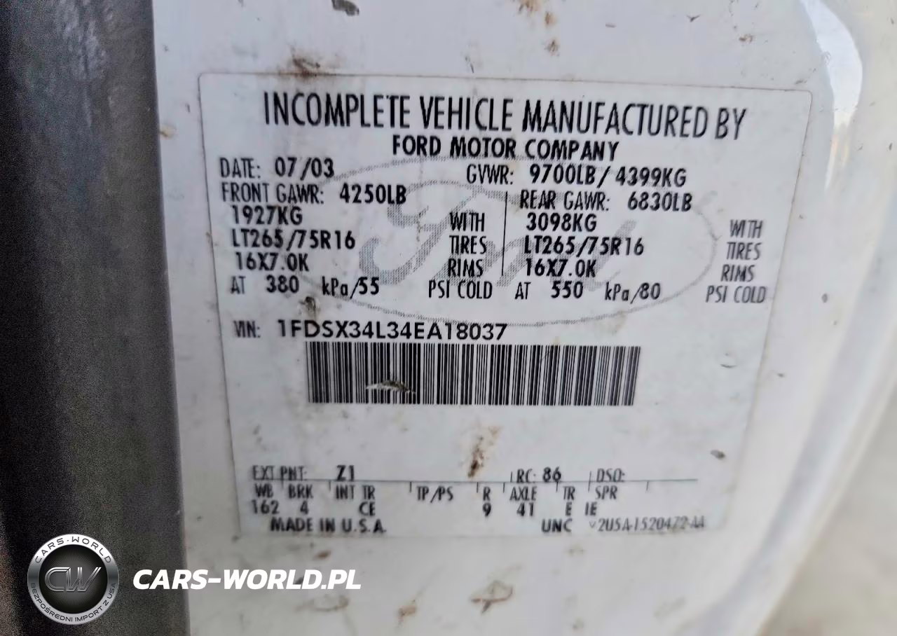2004 Ford F350 Srw Super Duty VIN:1FDSX34L34EA18037 - 12