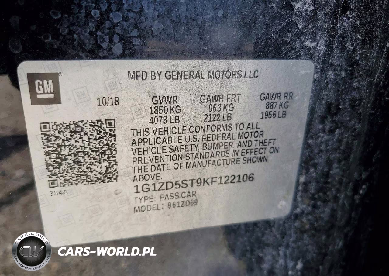 2019 Chevrolet Malibu Lt VIN:1G1ZD5ST9KF122106 - 12