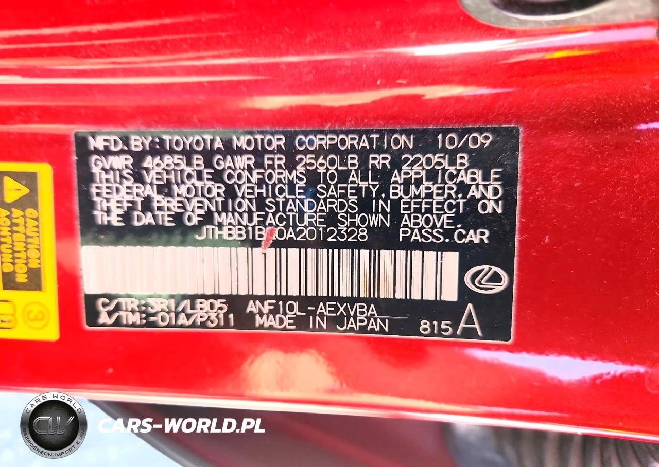 2010 Lexus Hs 250H VIN:JTHBB1BA0A2012328 - 12