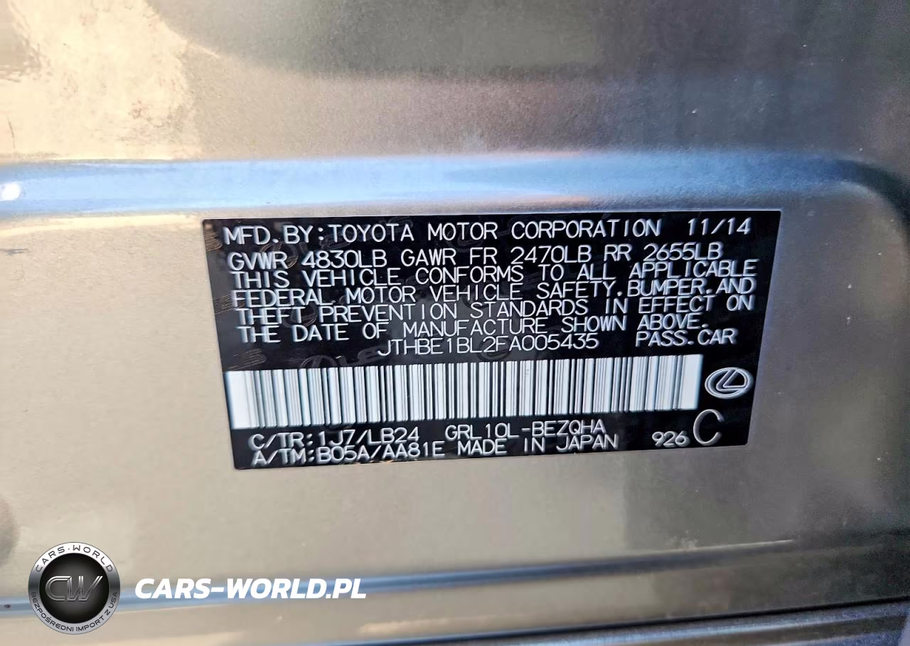 2015 Lexus Gs 350 VIN:JTHBE1BL2FA005435 - 12