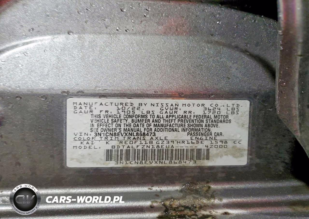 2022 Nissan Versa Sv VIN:3N1CN8EVXNL868473 - 12