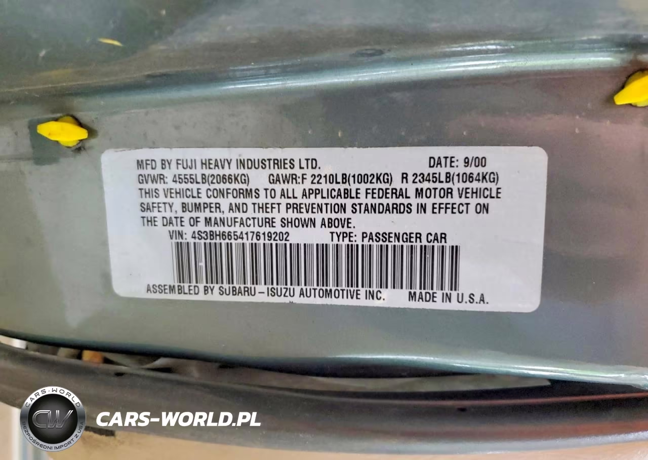 2001 Subaru Legacy Outback VIN:4S3BH665417619202 - 13