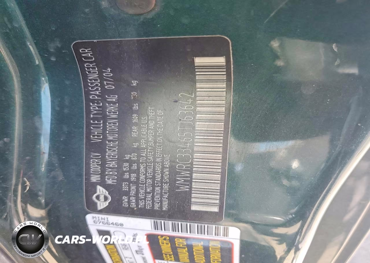 2005 Mini Cooper VIN:WMWRC33465TJ63642 - 12