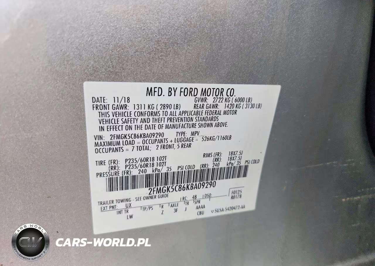 2019 Ford Flex Sel VIN:2FMGK5C86KBA09290 - 12