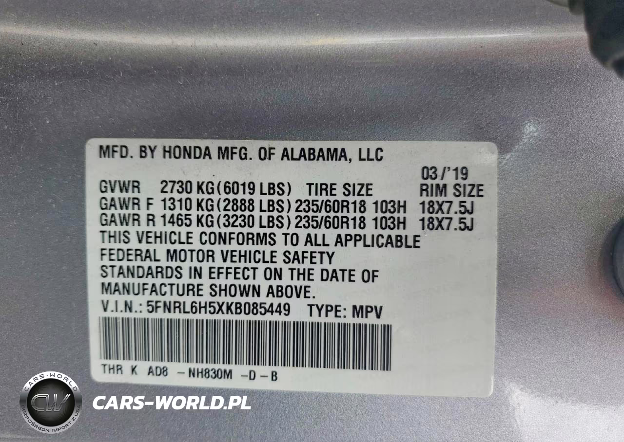 2019 Honda Odyssey Ex VIN:5FNRL6H5XKB085449 - 13
