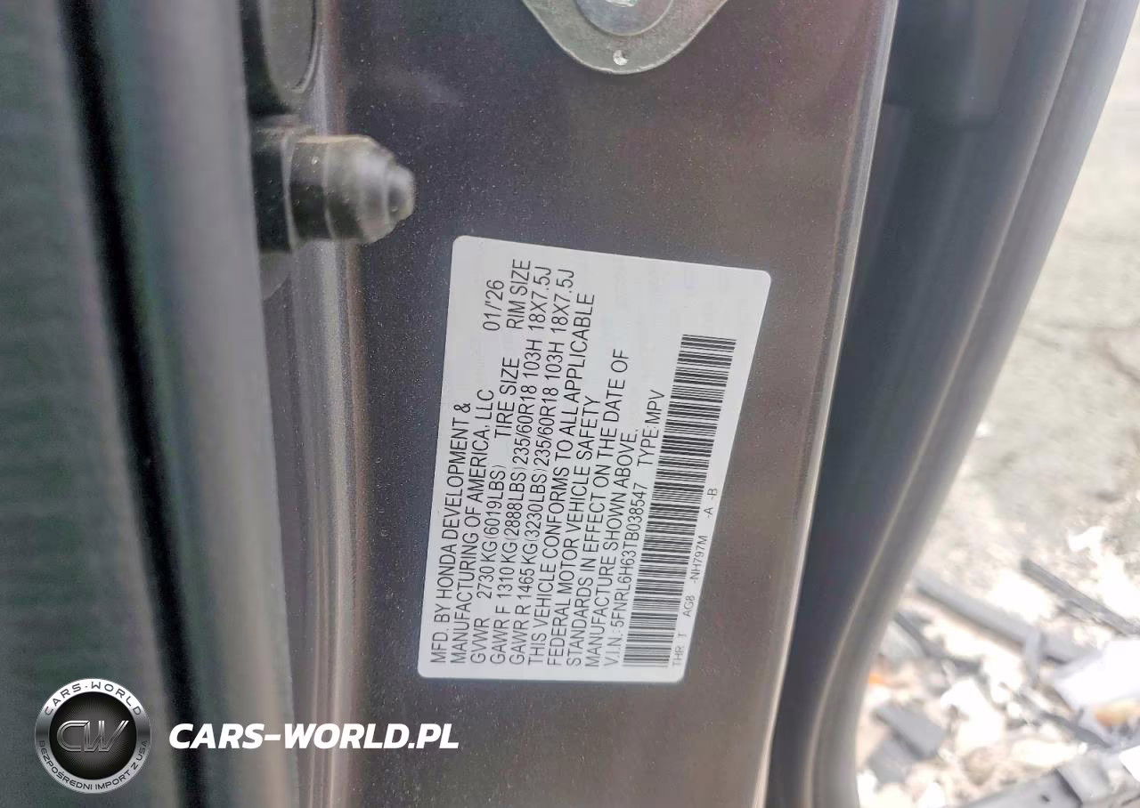 2026 Honda Odyssey Exl VIN:5FNRL6H63TB038547 - 12