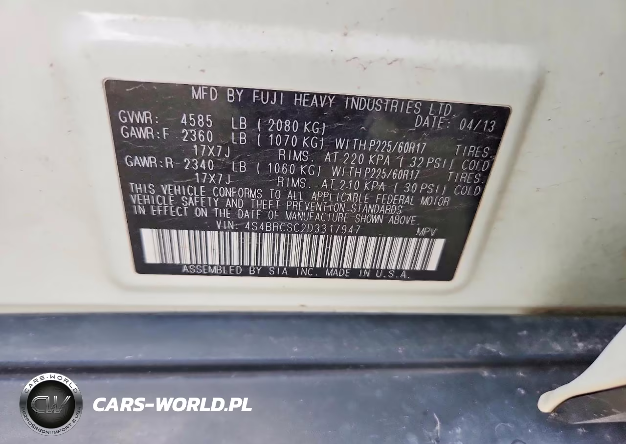 2013 Subaru Outback 2.5I Limited VIN:4S4BRCSC2D3317947 - 12