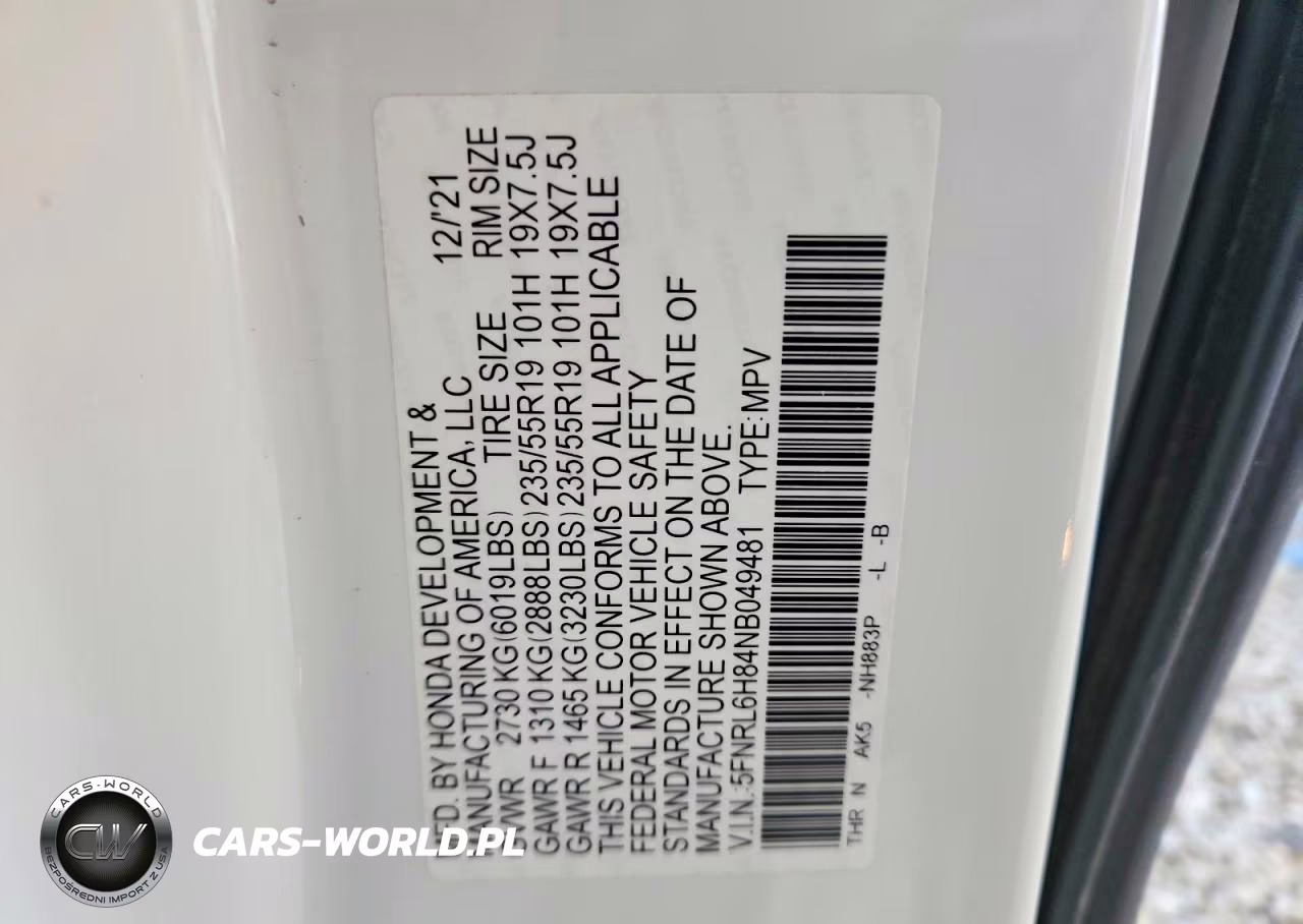 2022 Honda Odyssey Touring VIN:5FNRL6H84NB049481 - 14