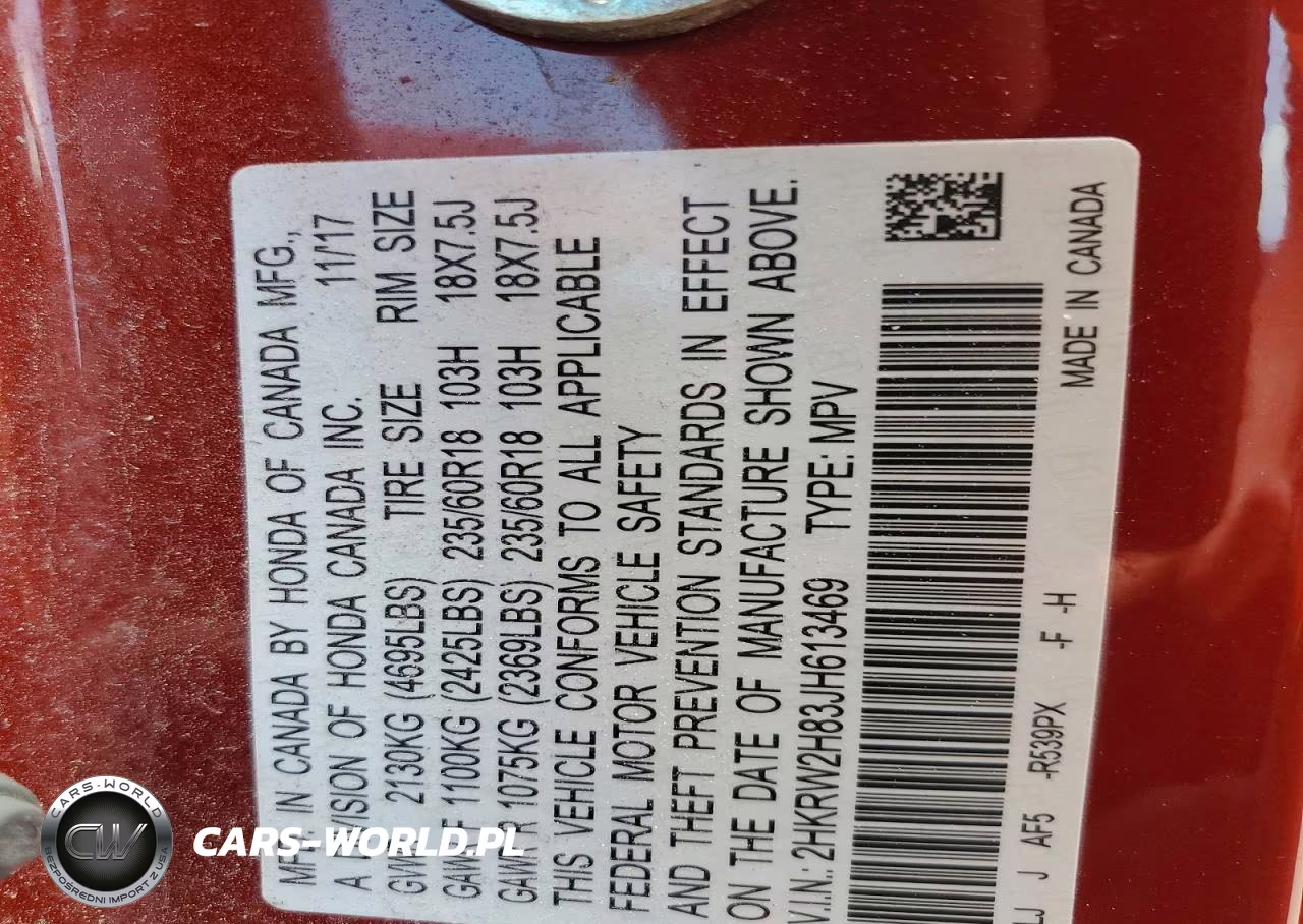 2018 Honda Cr-V Exl VIN:2HKRW2H83JH613469 - 13
