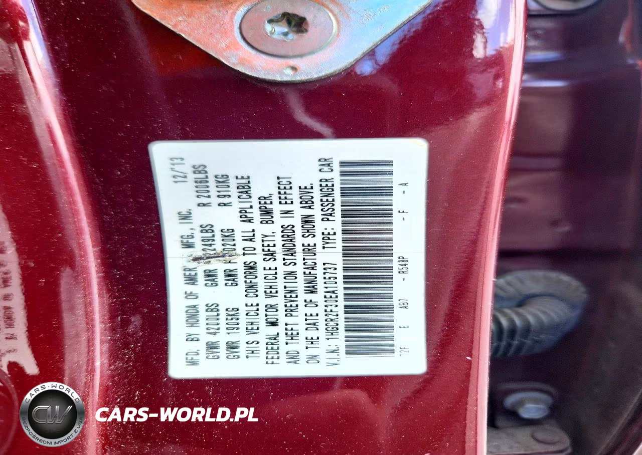 2014 Honda Accord Lx VIN:1HGCR2F30EA105737 - 12