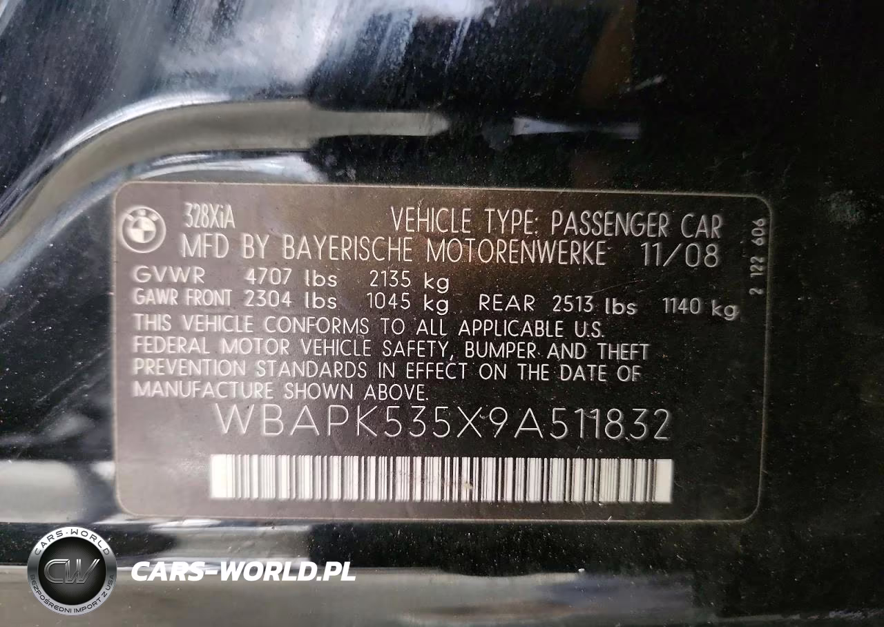 2009 BMW 328 Xi Sulev VIN:WBAPK535X9A511832 - 12