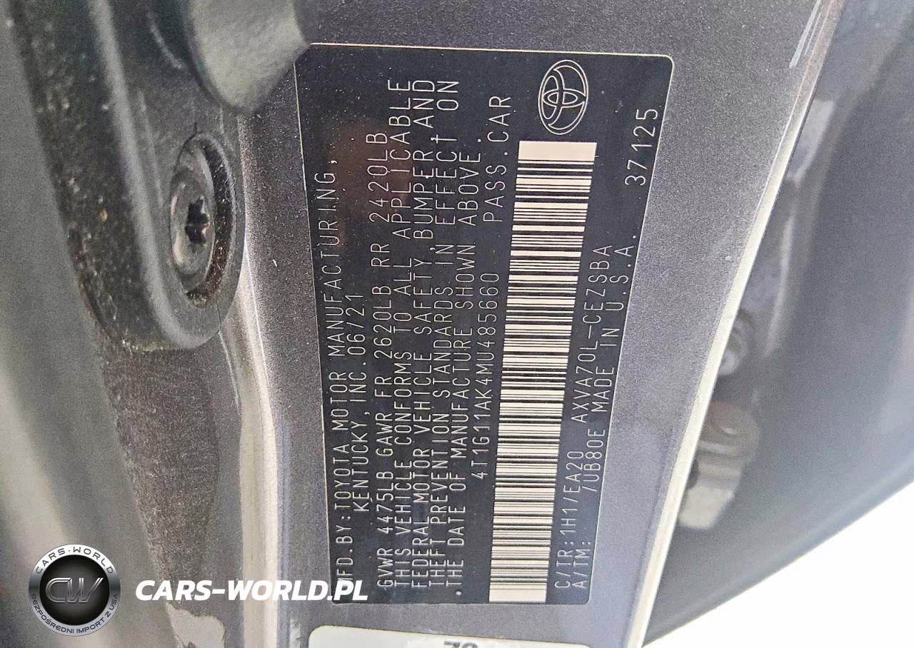 2021 Toyota Camry Se VIN:4T1G11AK4MU485660 - 13