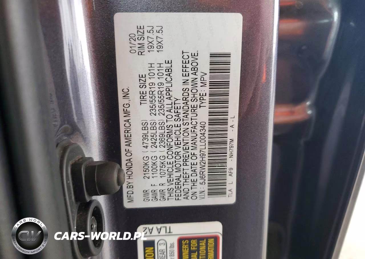 2020 Honda Cr-V Touring VIN:5J6RW2H97LL004340 - 13