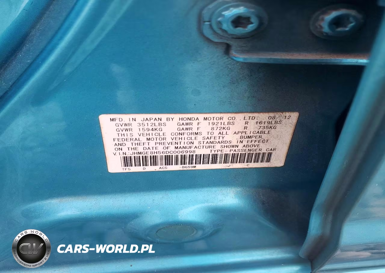 2013 Honda Fit Sport VIN:JHMGE8H56DC006998 - 12