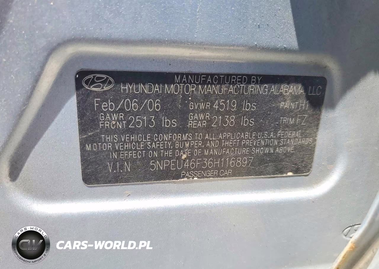 2006 Hyundai Sonata Gls V6 VIN:5NPEU46F36H116897 - 12