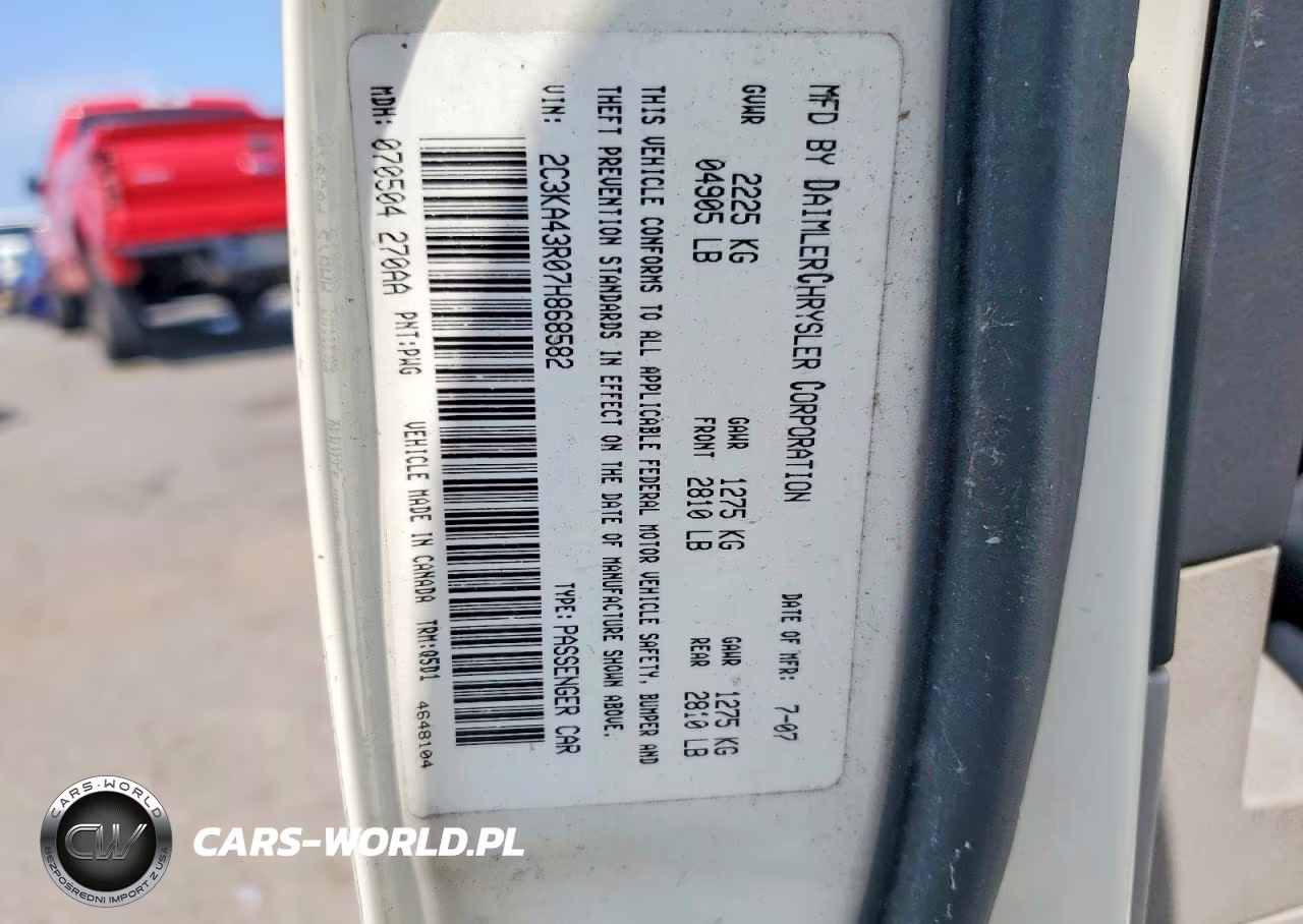 2007 Chrysler 300 VIN:2C3KA43R07H868582 - 13