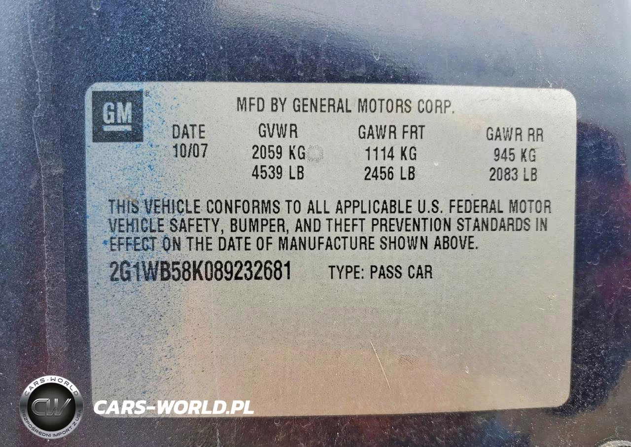 2008 Chevrolet Impala Ls VIN:2G1WB58K089232681 - 13