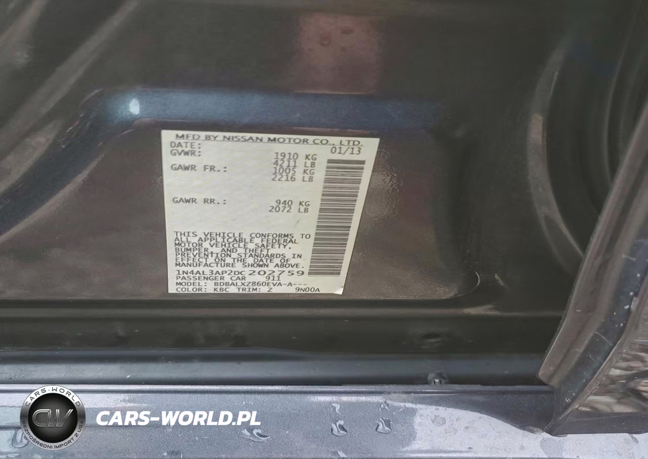 2013 NISSAN ALTIMA 2.5 SL VIN:1N4AL3AP2DC202759 - 13