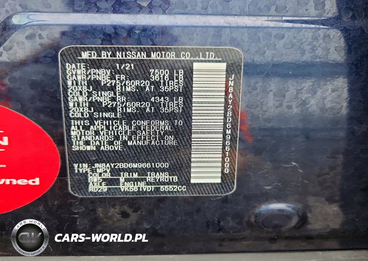 2021 Nissan Armada Sl VIN:JN8AY2BD6M9661000 - 14