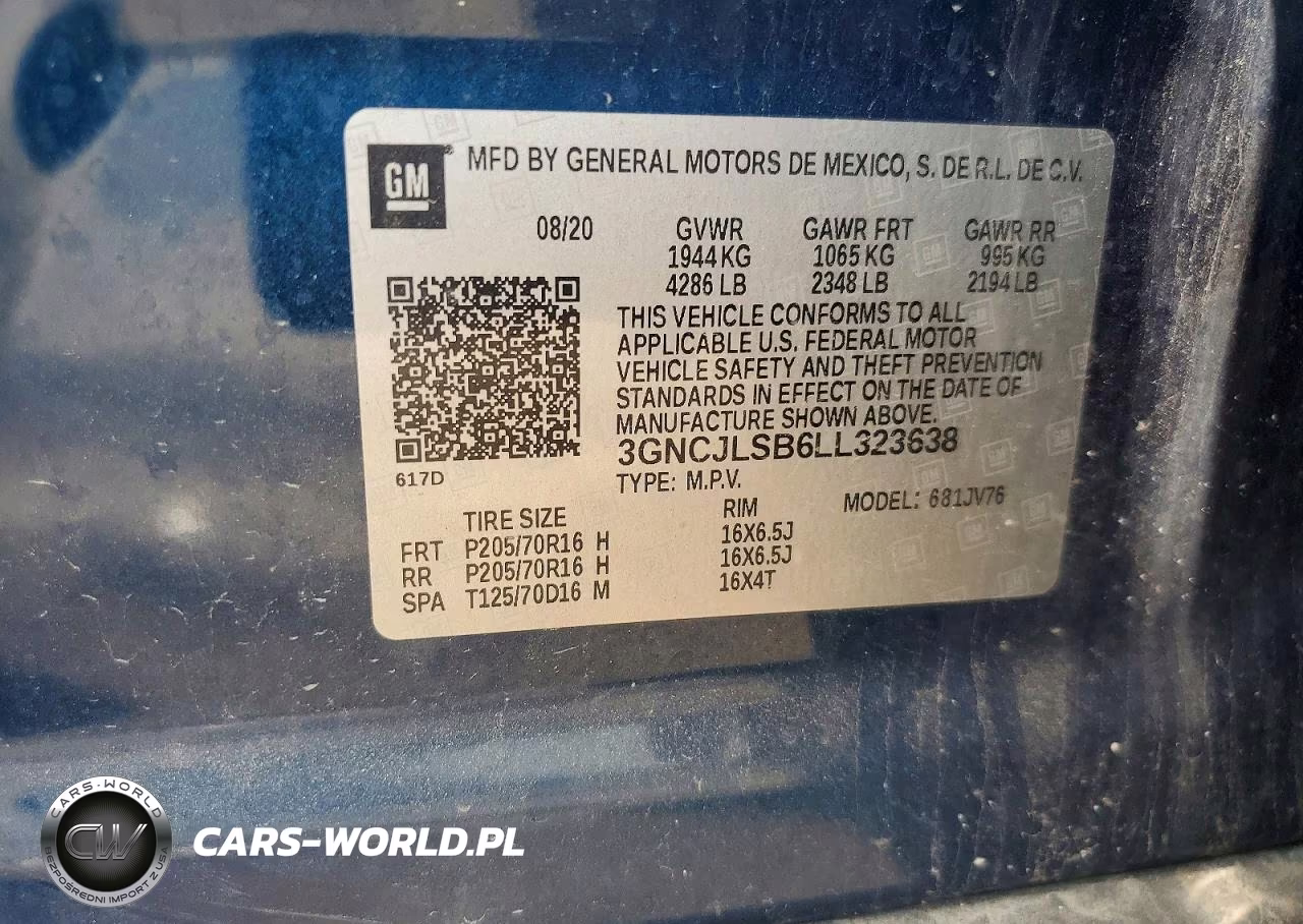 2020 Chevrolet Trax 1Lt VIN:3GNCJLSB6LL323638 - 13