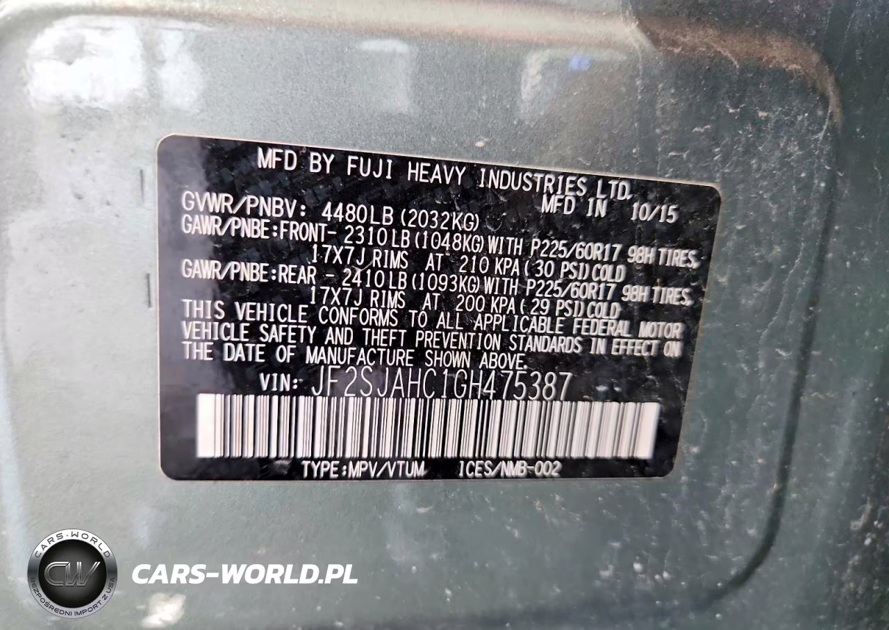2016 Subaru Forester 2.5I Limited VIN:JF2SJAHC1GH475387 - 12