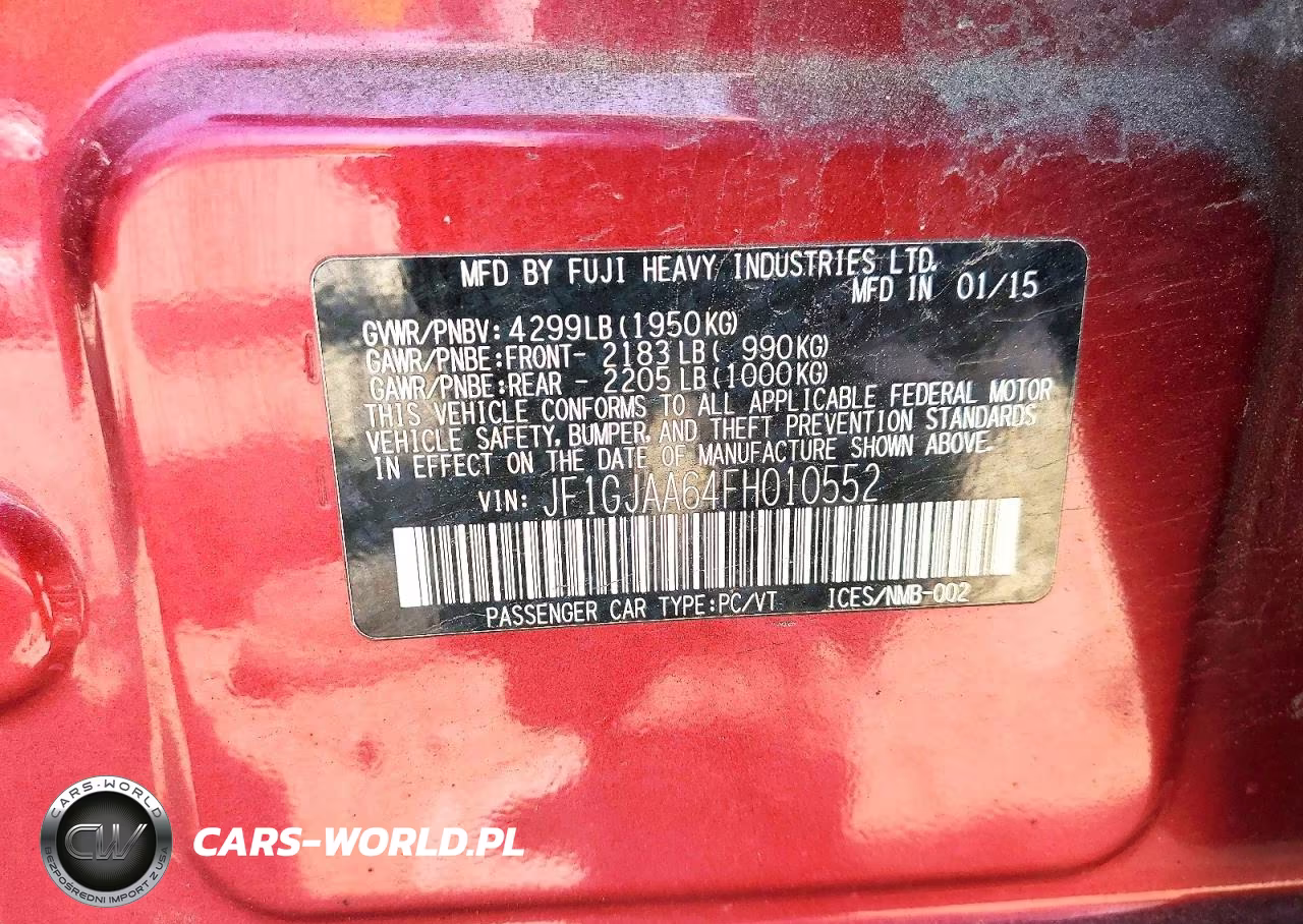 2015 Subaru Impreza VIN:JF1GJAA64FH010552 - 12