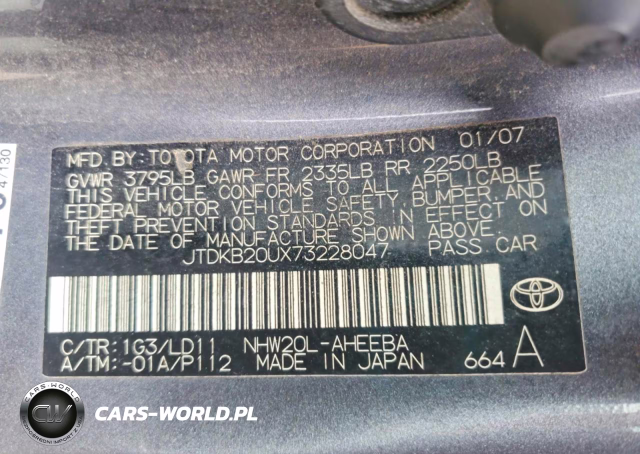 2007 Toyota Prius Base VIN:JTDKB20UX73228047 - 12