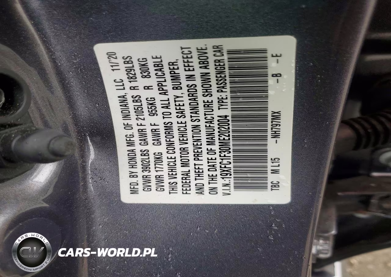 2021 Honda Civic Ex VIN:19XFC1F30ME202004 - 12