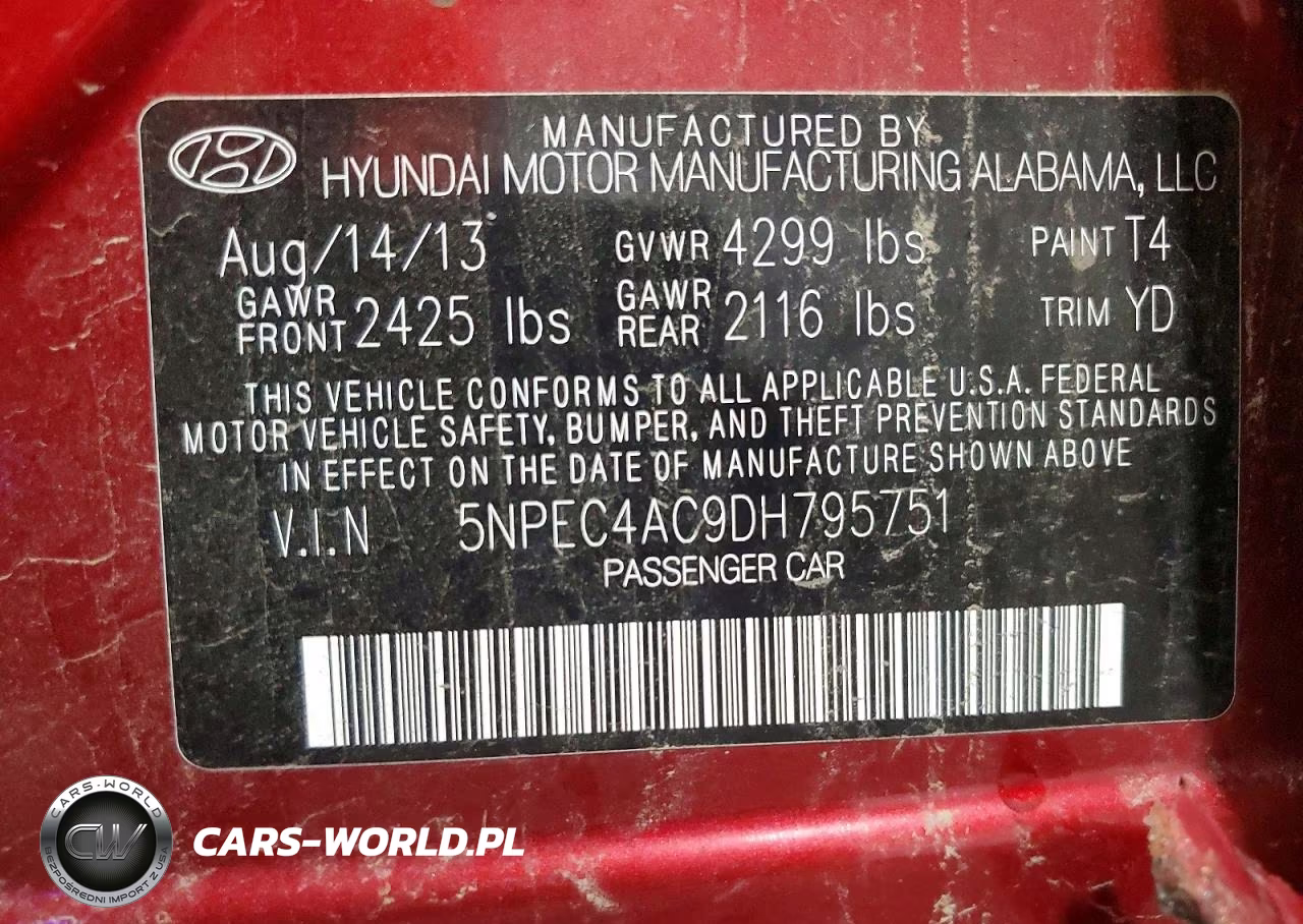 2013 Hyundai Sonata Limited VIN:5NPEC4AC9DH795751 - 13