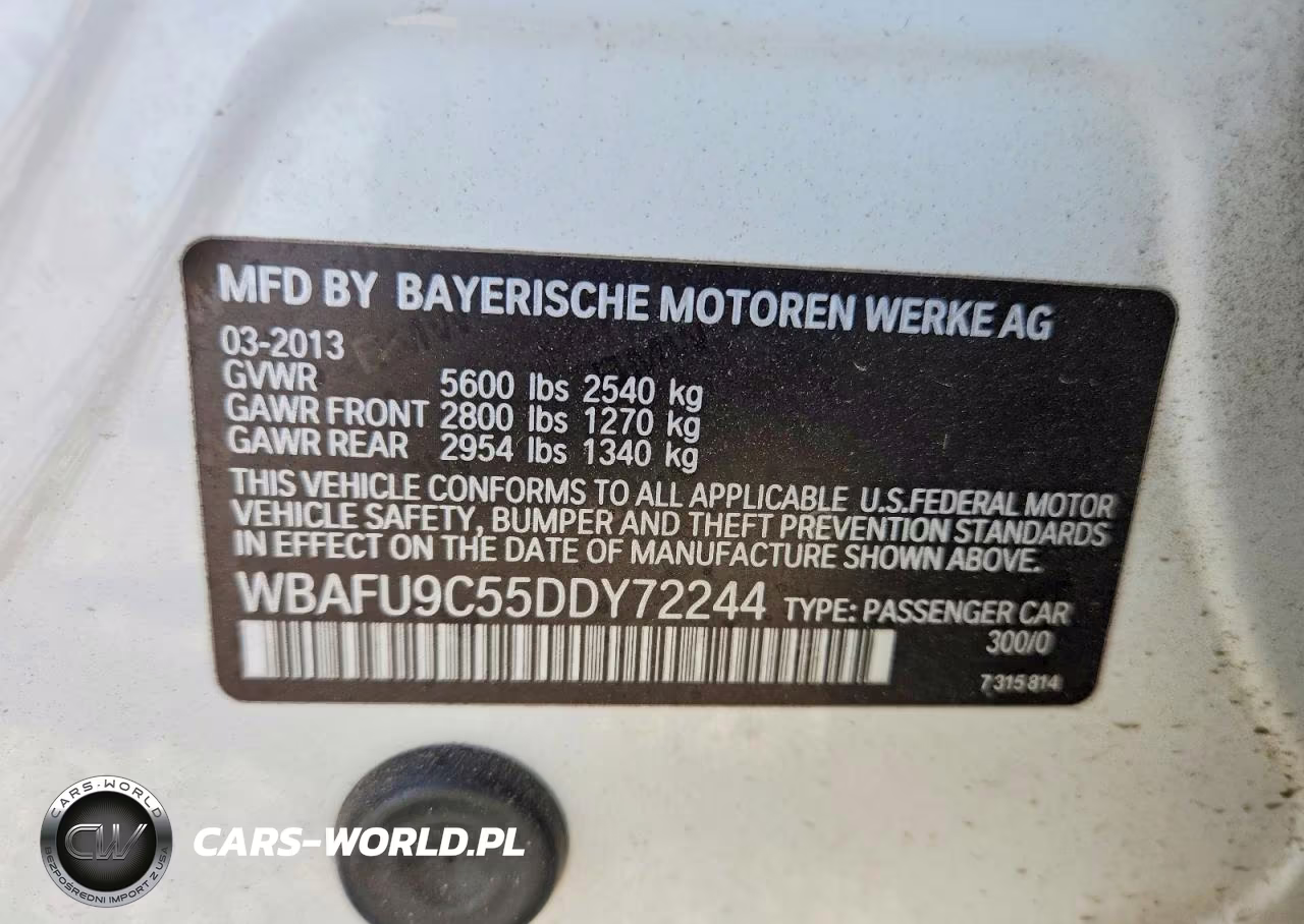 2013 BMW 550 Xi VIN:WBAFU9C55DDY72244 - 12