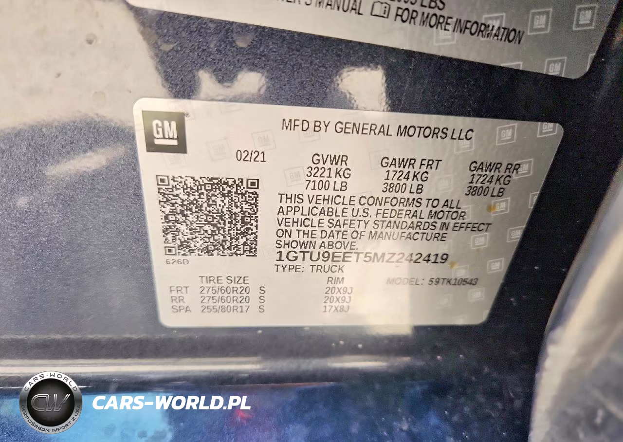 2021 GMC Sierra K1500 At4 VIN:1GTU9EET5MZ242419 - 12
