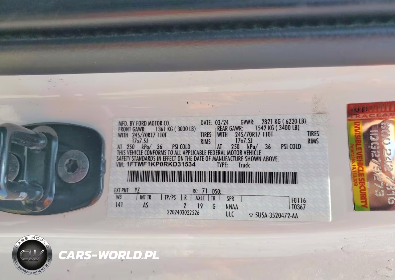 2024 Ford F150 Xl VIN:1FTMF1KP0RKD31534 - 12