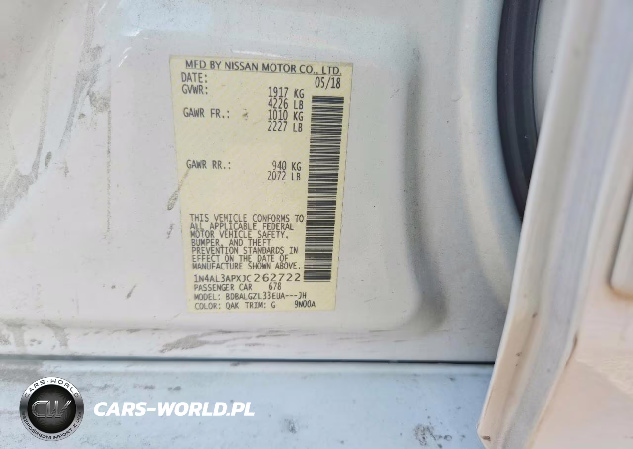 2018 Nissan Altima 2.5 S VIN:1N4AL3APXJC262722 - 12