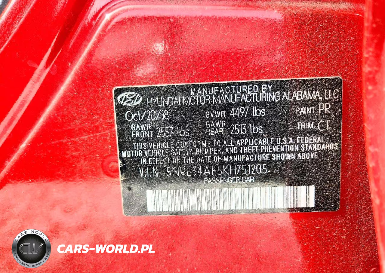 2019 Hyundai Sonata Sport VIN:5NPE34AF5KH751205 - 12