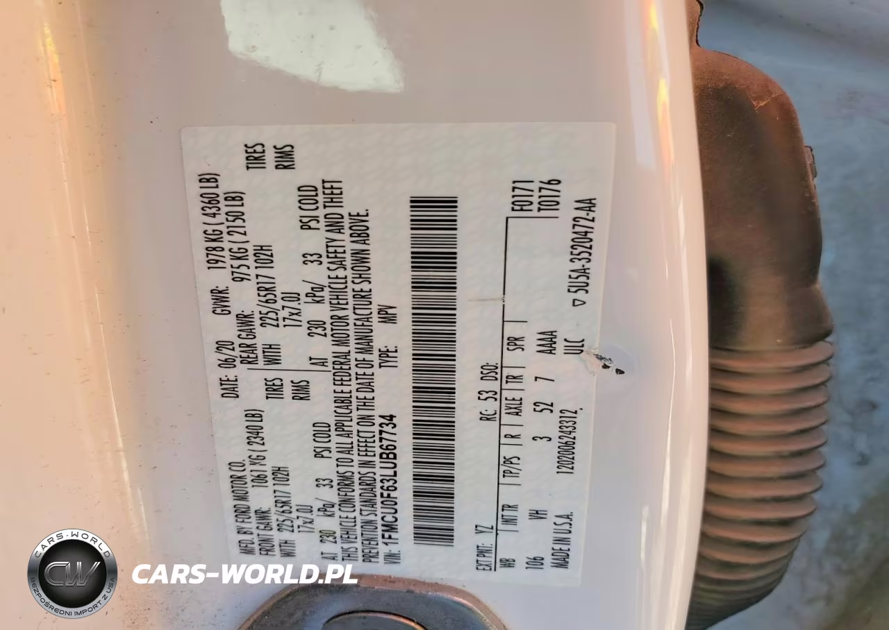 2020 Ford Escape S VIN:1FMCU0F63LUB67734 - 13