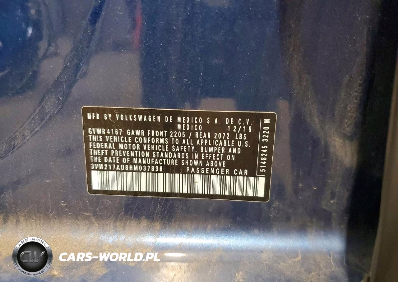 2017 Volkswagen Golf S VIN:3VW217AU8HM037836 - 12