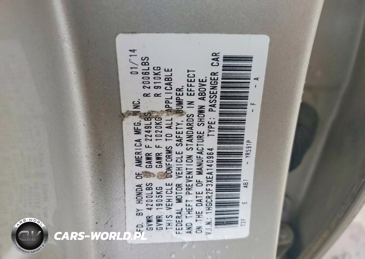 2014 Honda Accord Lx VIN:1HGCR2F3XEA140964 - 12