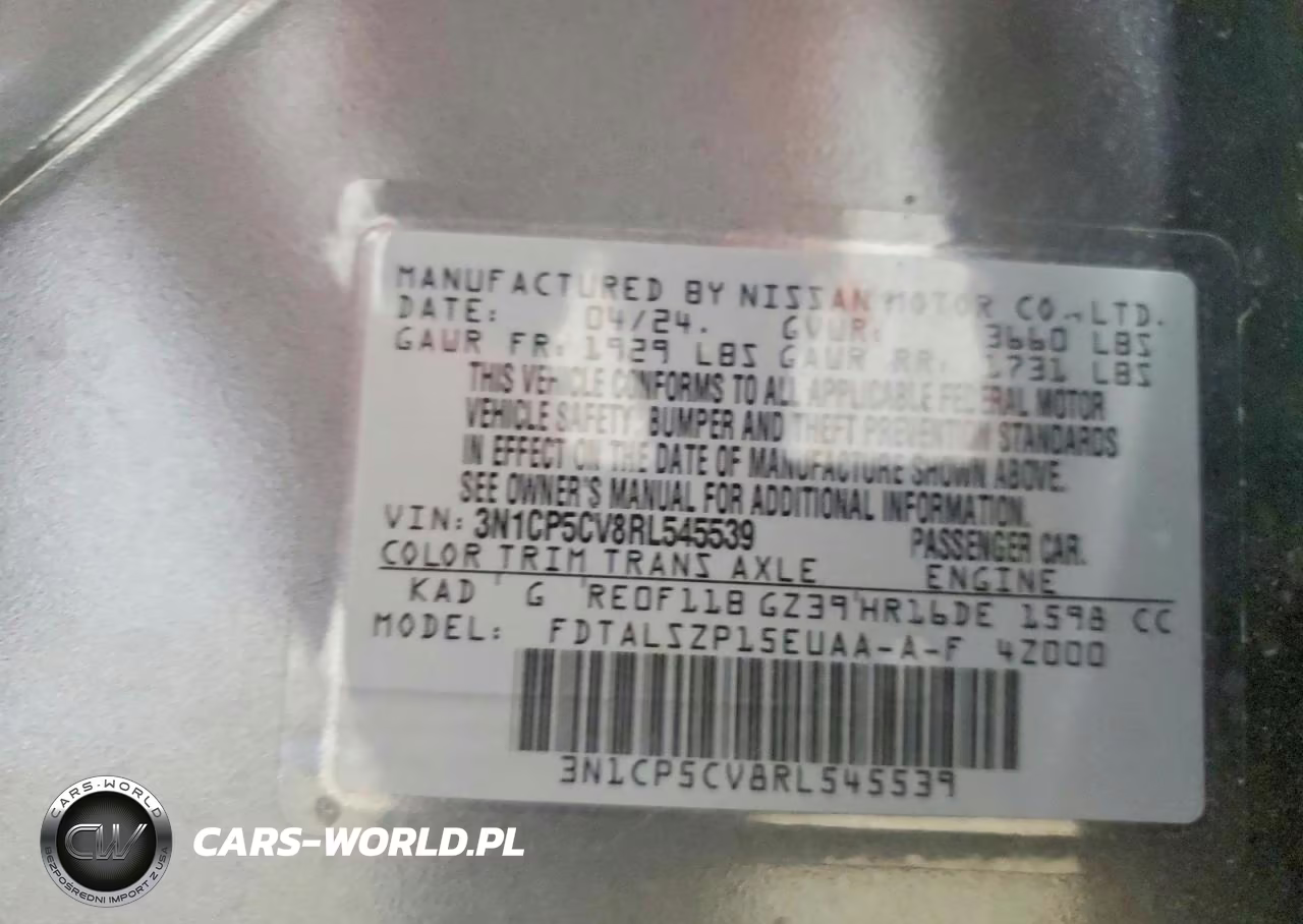 2024 Nissan Kicks Sv VIN:3N1CP5CV8RL545539 - 14