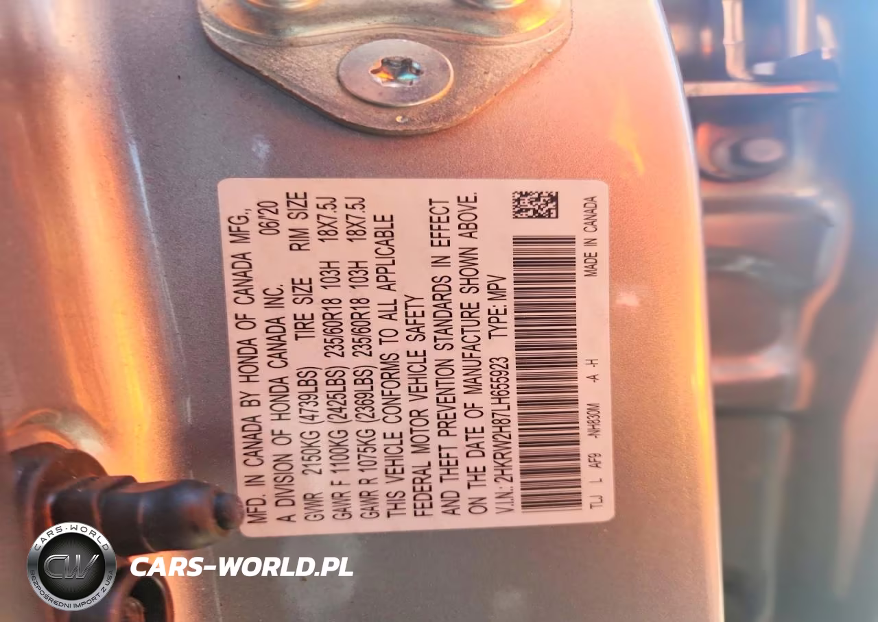2020 Honda Cr-V Exl VIN:2HKRW2H87LH655923 - 12