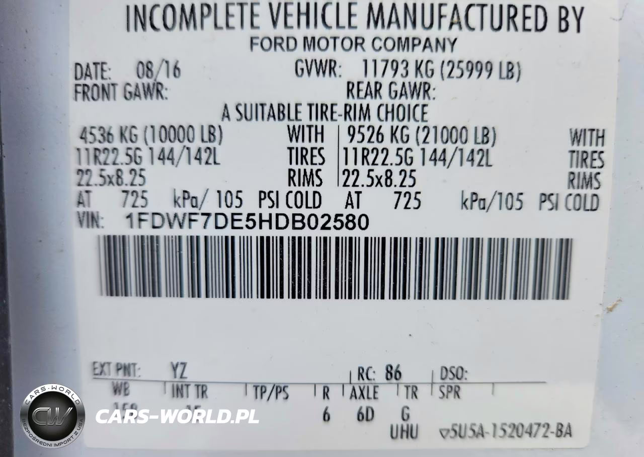2017 Ford F750 Super Duty VIN:1FDWF7DE5HDB02580 - 10