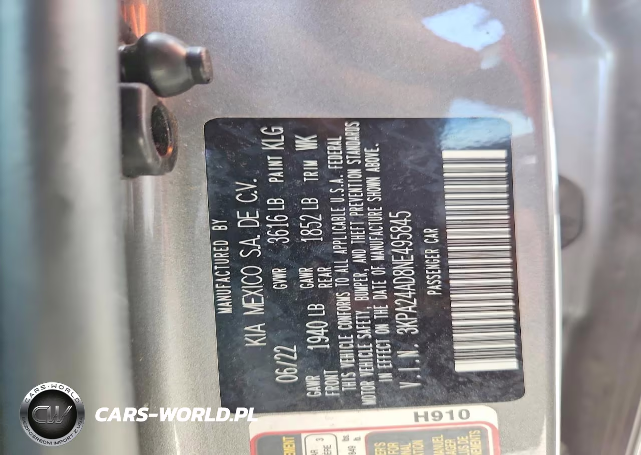2022 Kia Rio S VIN:3KPA24AD8NE495845 - 12