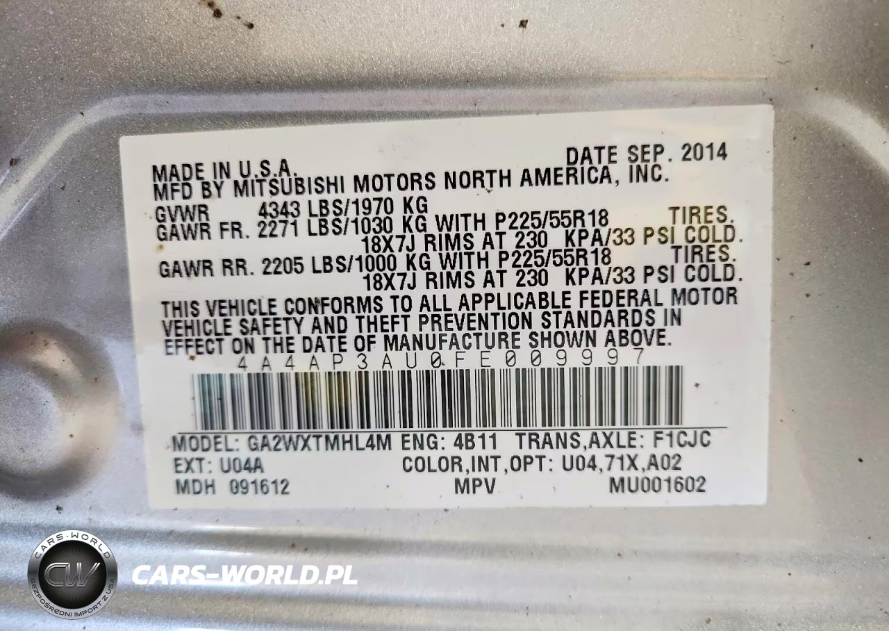 2015 Mitsubishi Outlander Sport Es VIN:4A4AP3AU0FE009997 - 13