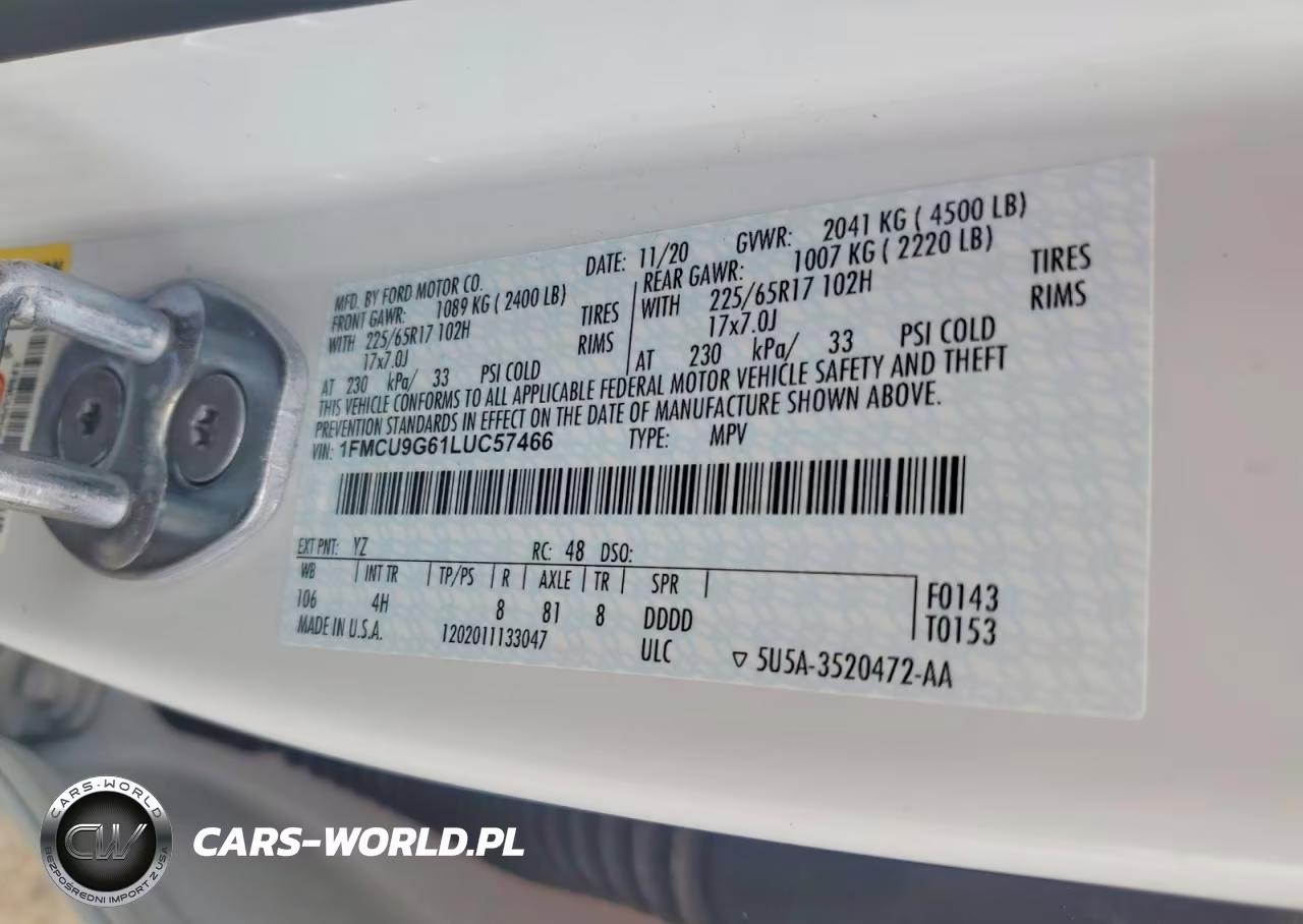 2020 Ford Escape Se VIN:1FMCU9G61LUC57466 - 13