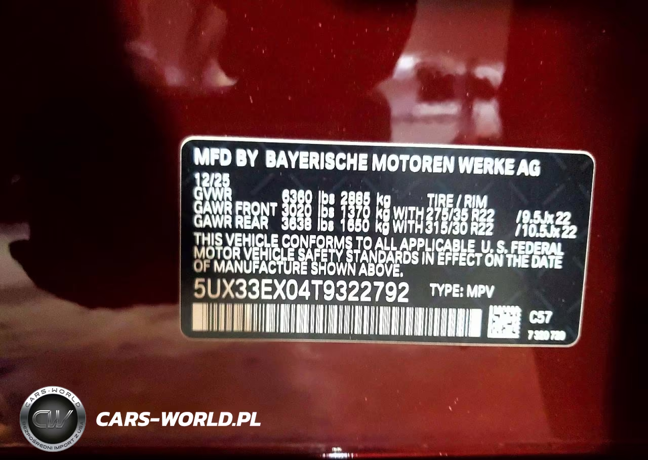 2026 BMW X6 xDrive40I VIN:5UX33EX04T9322792 - 14