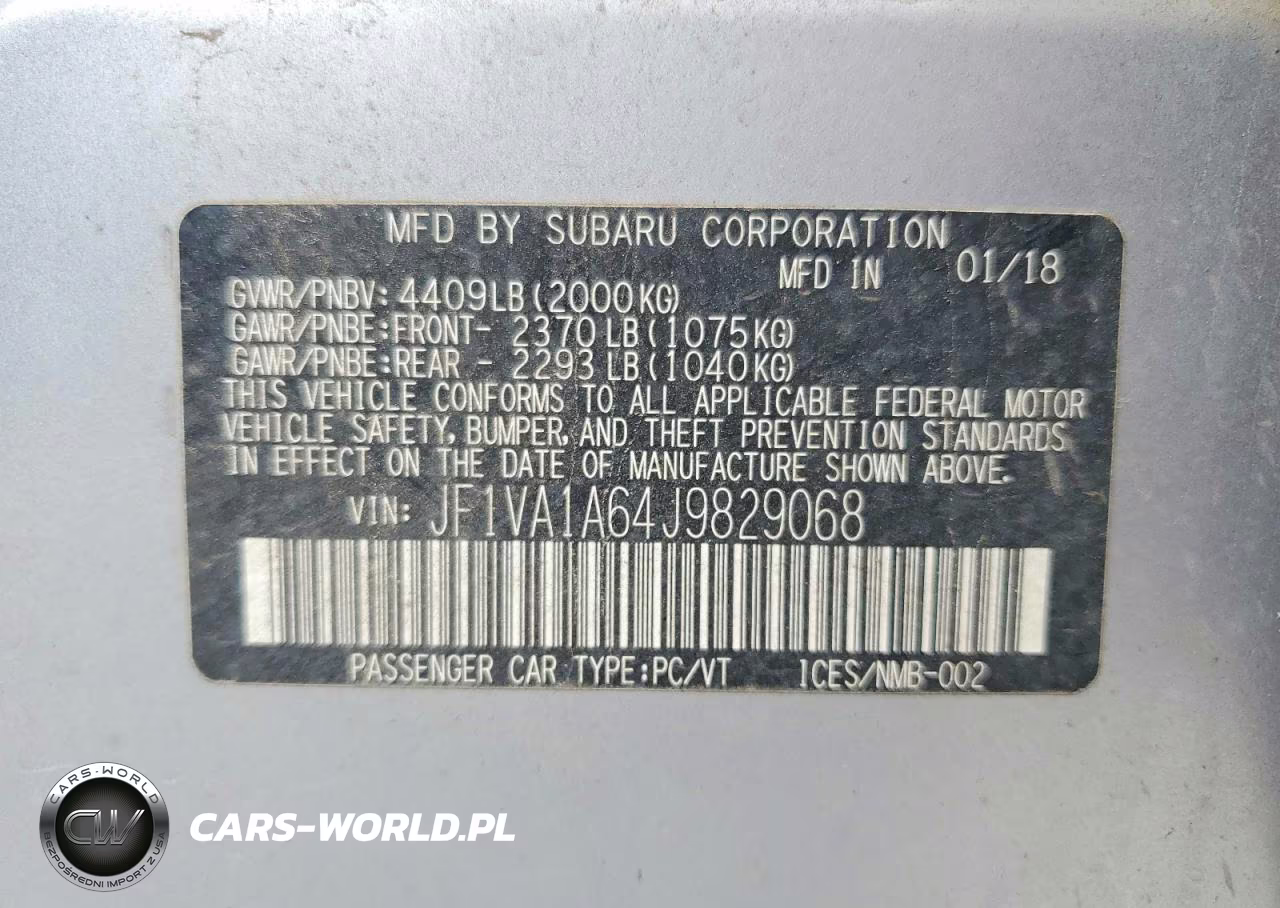 2018 Subaru Wrx VIN:JF1VA1A64J9829068 - 13