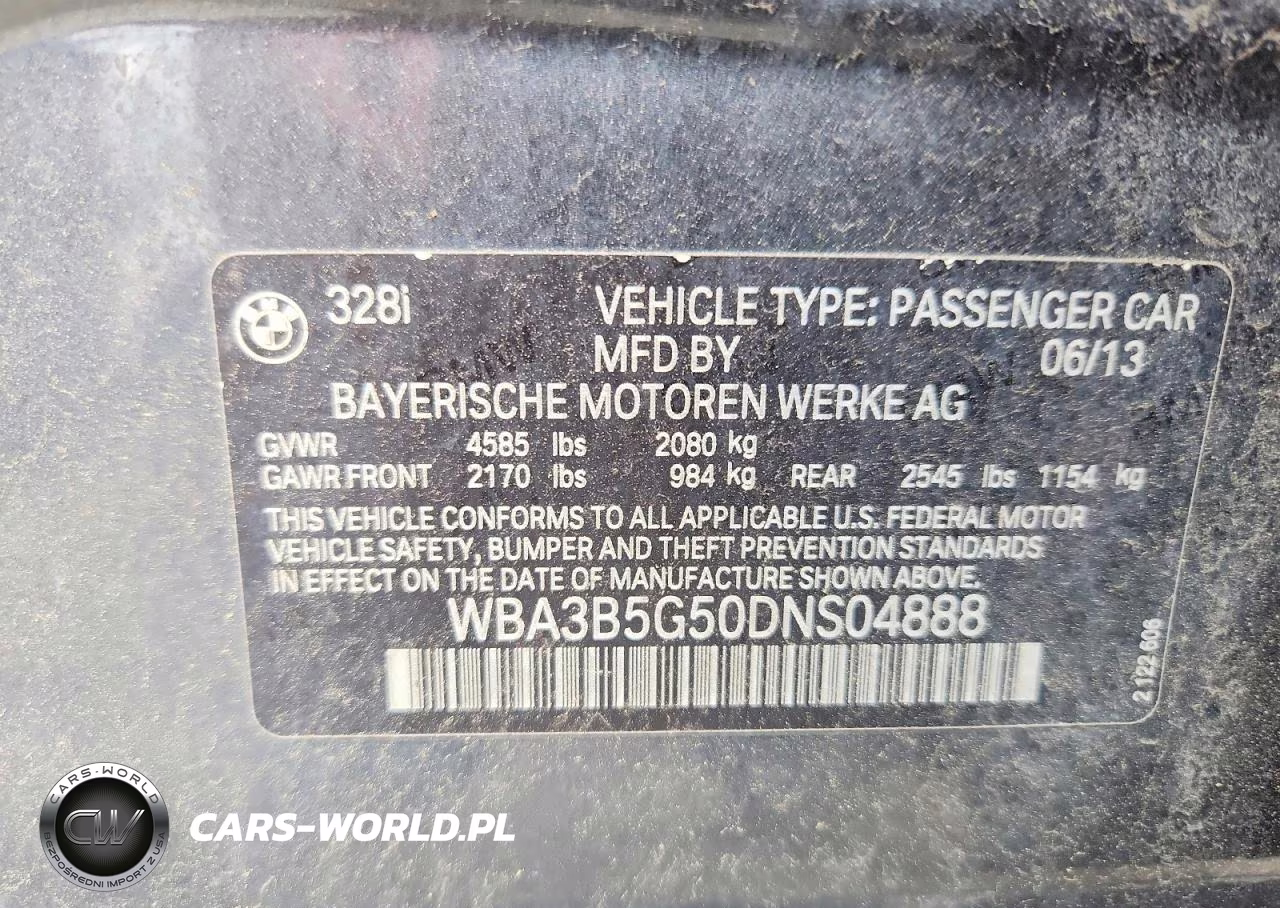 2013 BMW 328 Xi Sulev VIN:WBA3B5G50DNS04888 - 12