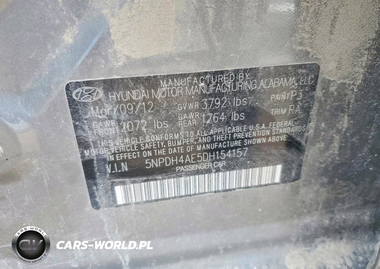 2013 Hyundai Elantra Gls VIN:5NPDH4AE5DH154157 - 12