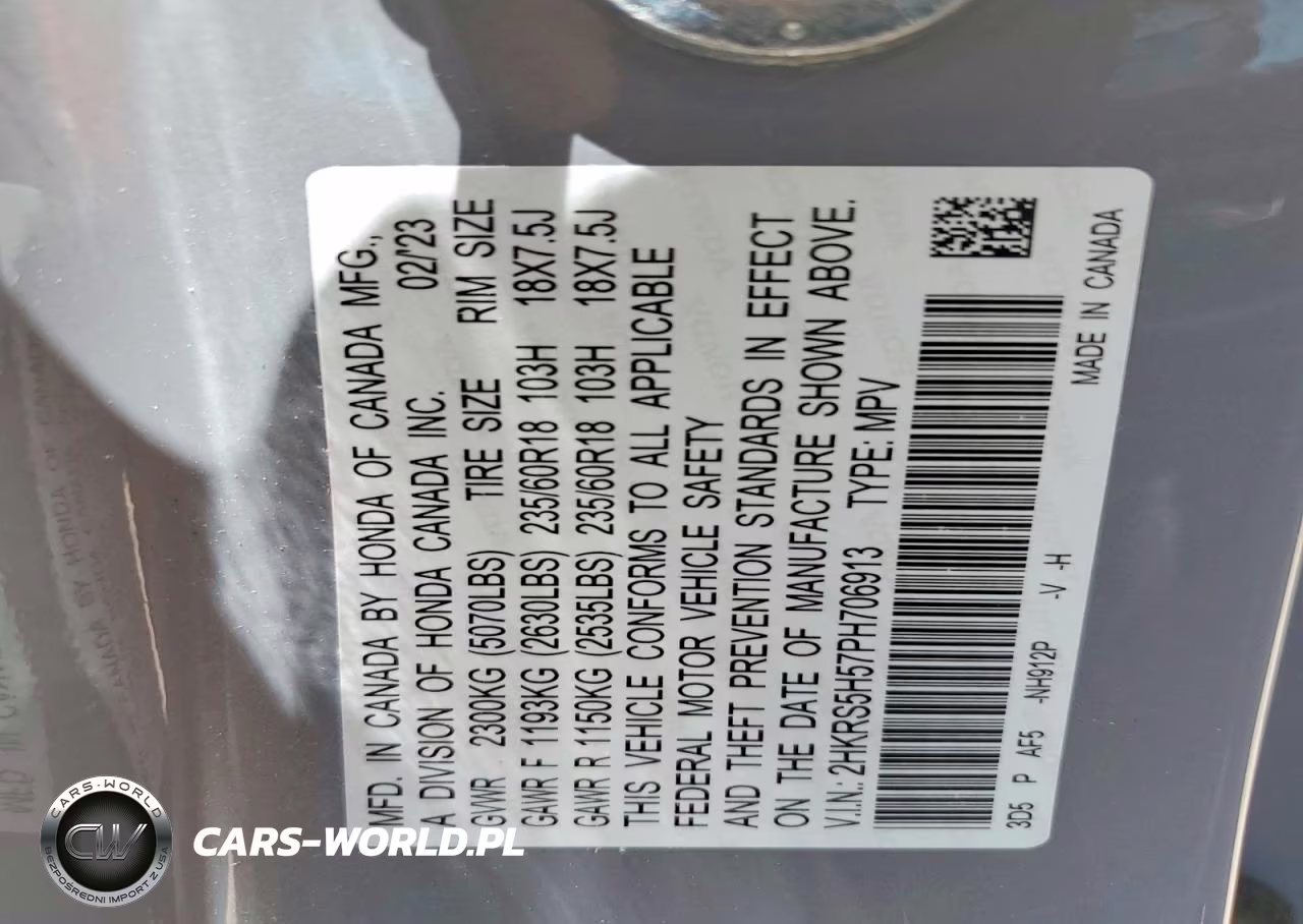 2023 Honda Cr-V Sport VIN:2HKRS5H57PH706913 - 13