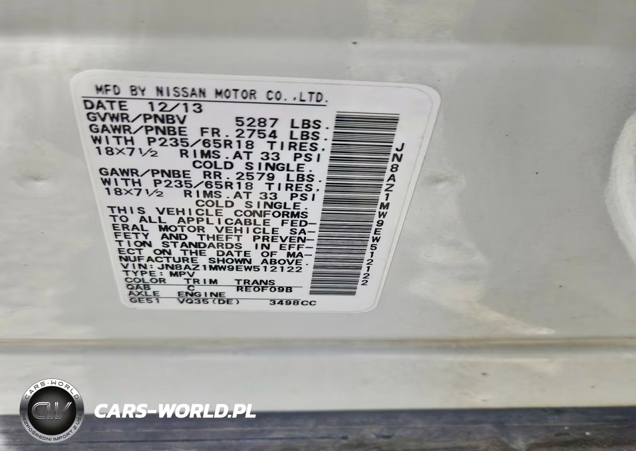 2014 Nissan Murano Sl VIN:JN8AZ1MW9EW512122 - 12