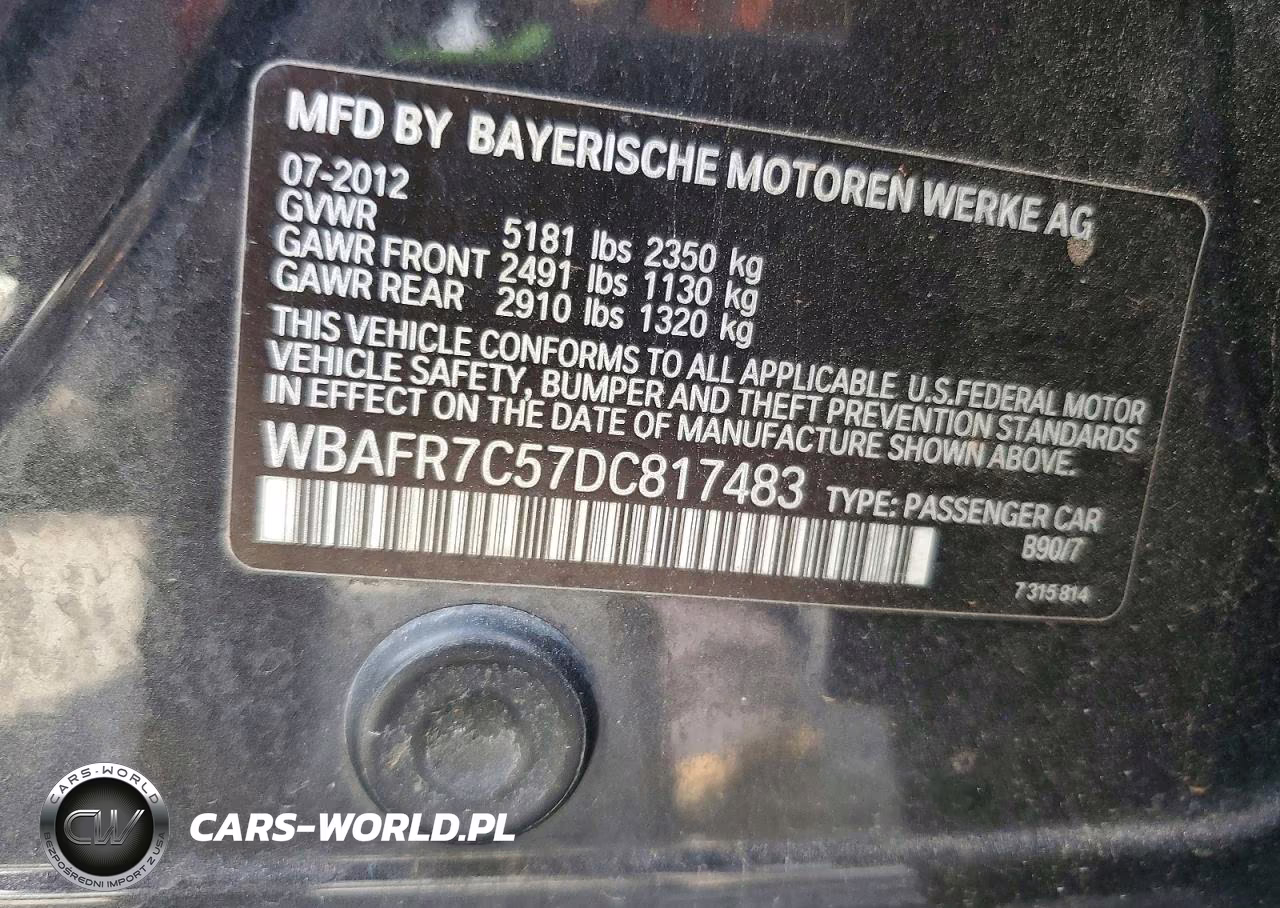 2013 BMW 535 I VIN:WBAFR7C57DC817483 - 12